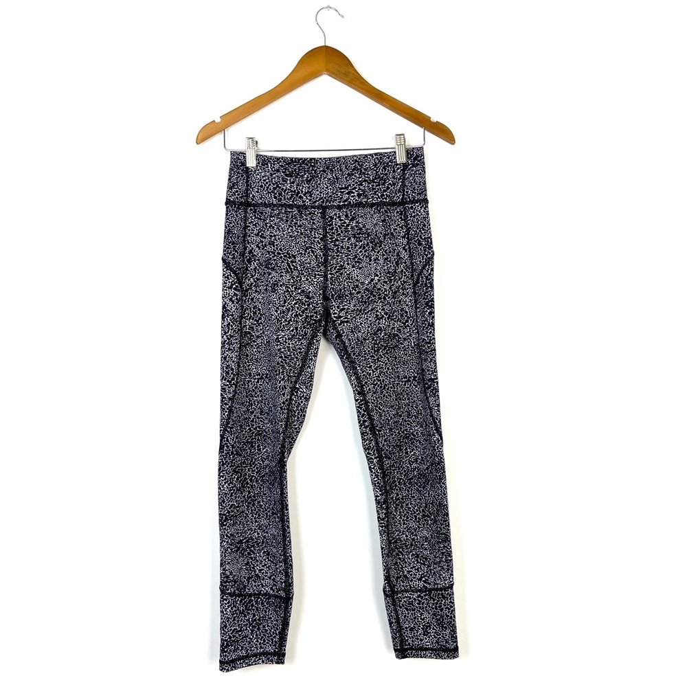 Lululemon Black and White High Waisted Animal Print 3/4 Leggings